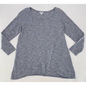 J.Jill Purejill Heathered Blue Long Sleeve Shark Bite Hem T-Shirt Top Sz S, Boho